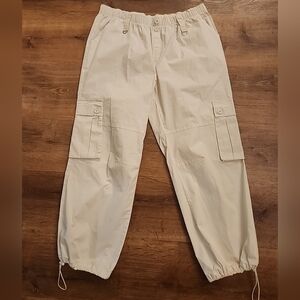NWOT-Project/Rebel Cargo Pull-on Pants Relaxed Drawstring Hem Cream Woman's 1X